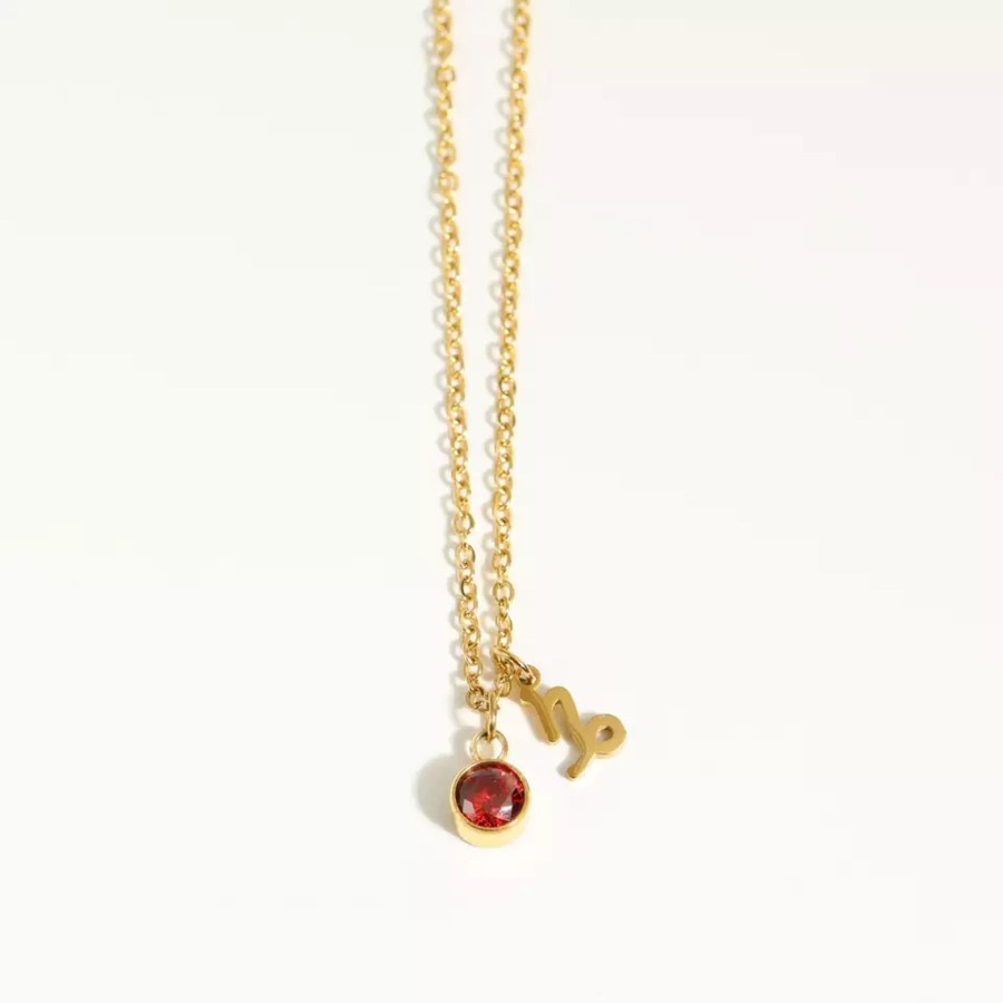 Accessories Penningtons | Goldtone Zodiac And Birthstone Necklace In Stainless Steel - Capricorn - Eva Sky2 - Penningtons