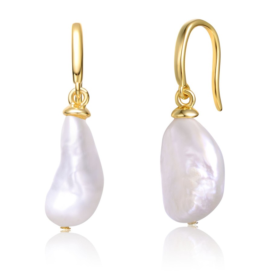 Accessories Penningtons | Sterling Silver 14K Yellow Gold Plated With Baroque White Pearl French Hook Dangle Drop Earrings - Penningtons