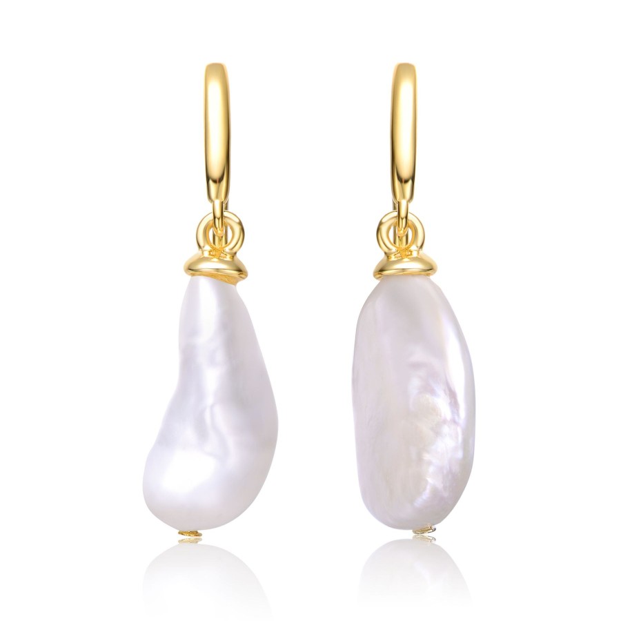 Accessories Penningtons | Sterling Silver 14K Yellow Gold Plated With Baroque White Pearl French Hook Dangle Drop Earrings - Penningtons