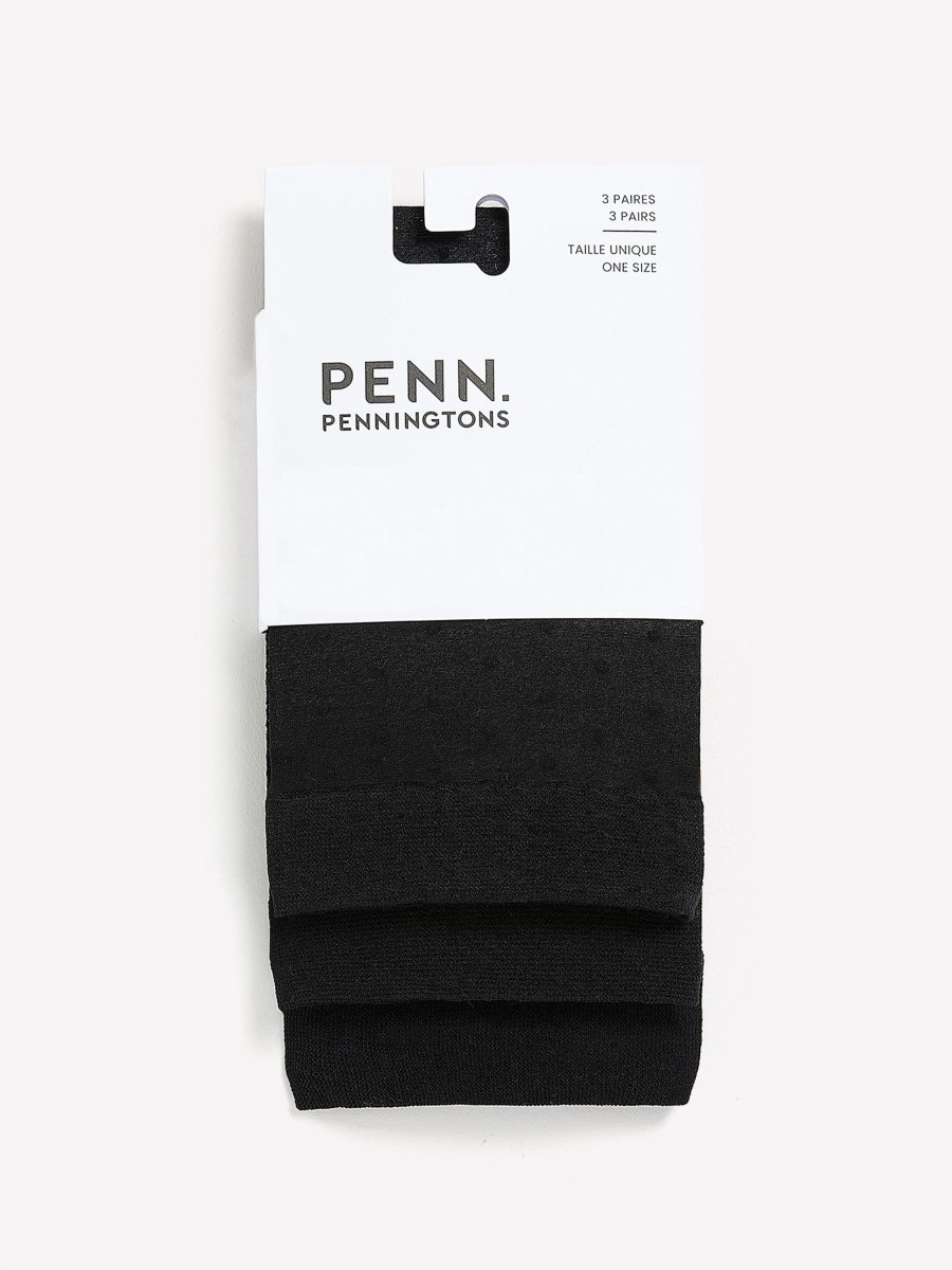 Accessories Penningtons | Black Nylon Ankle Socks, Set Of 3