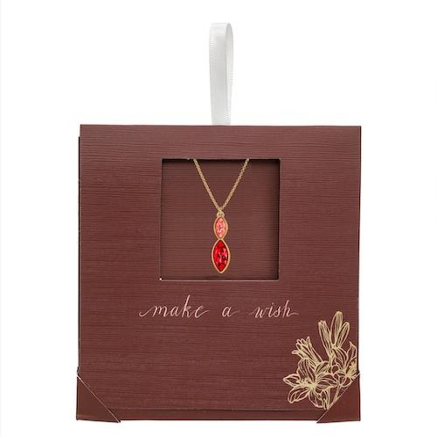 Accessories Penningtons | Holiday Gift Envelope With Goldtone & Siam Mix Crystal Dual Marquis Pendant Necklace - Callura - Penningtons