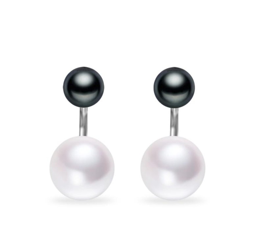 Accessories Penningtons | Sterling Silver Black & White Double Freshwater Pearl Stud Earirngs - Signature Pearls - Penningtons