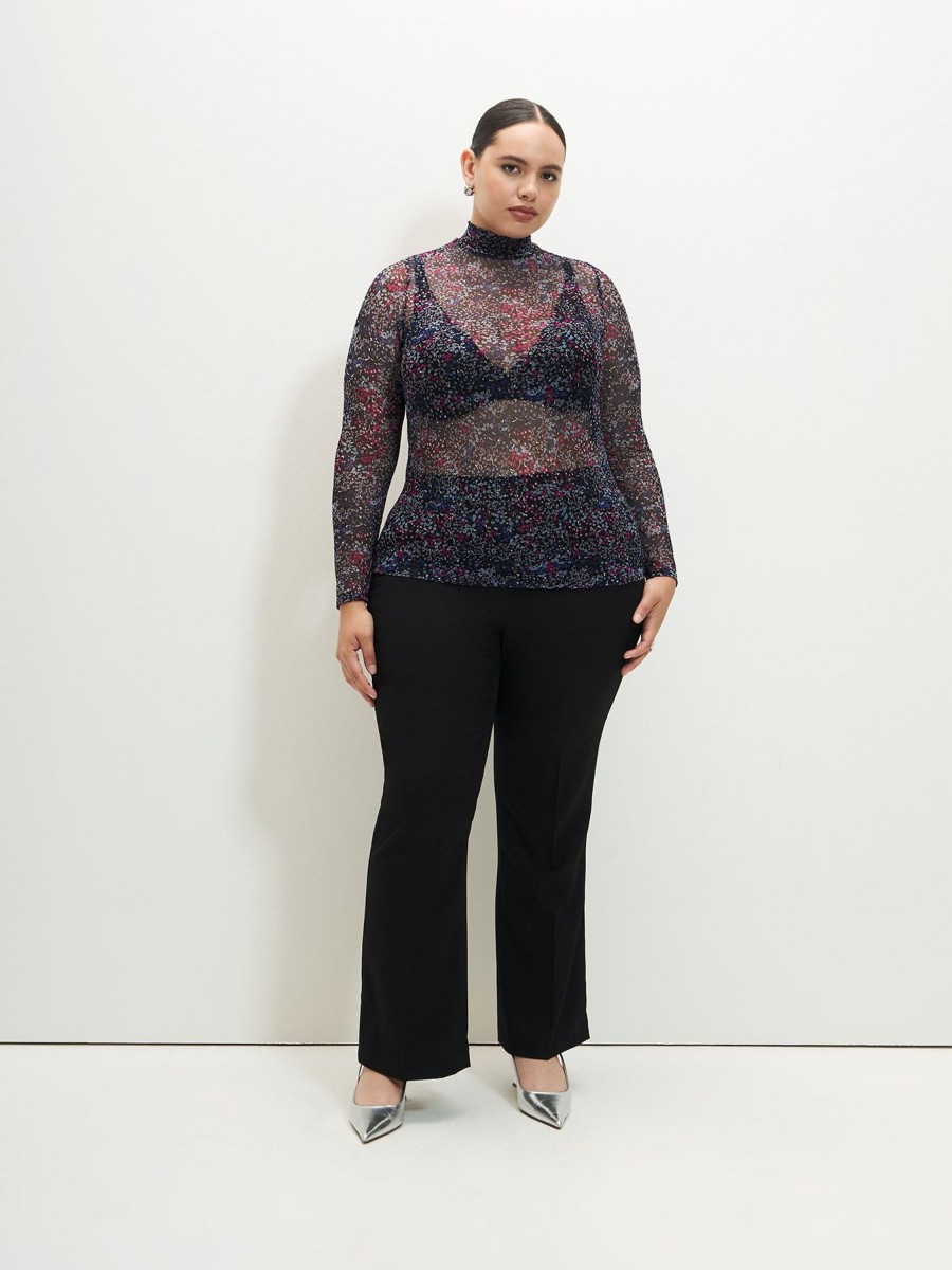 Addition Elle Penningtons Tops | Mesh Knit Top With Mock Neckline - Addition Elle