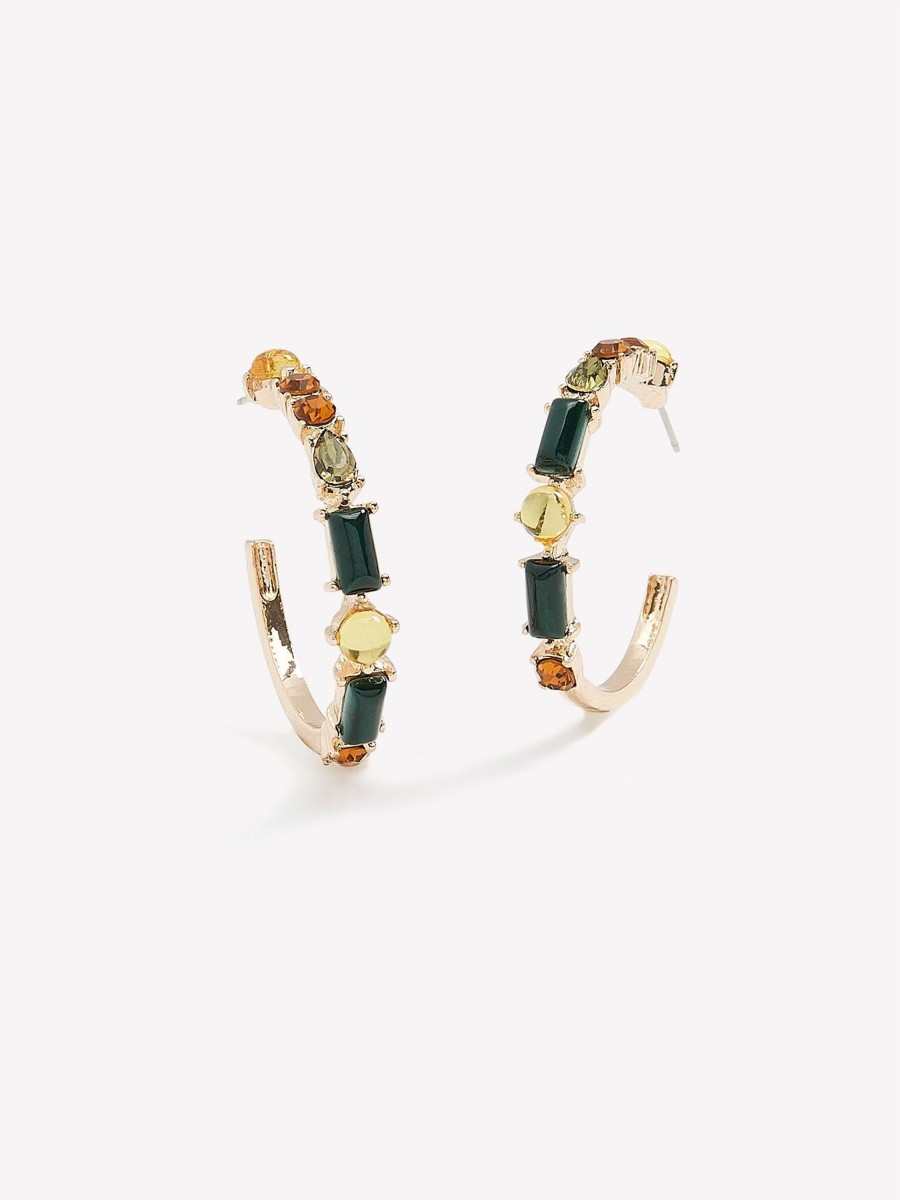 Accessories Penningtons | Open Hoop Earrings With Stones