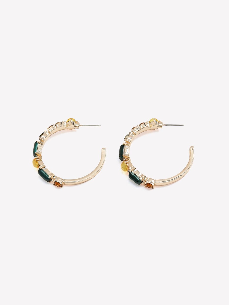 Accessories Penningtons | Open Hoop Earrings With Stones