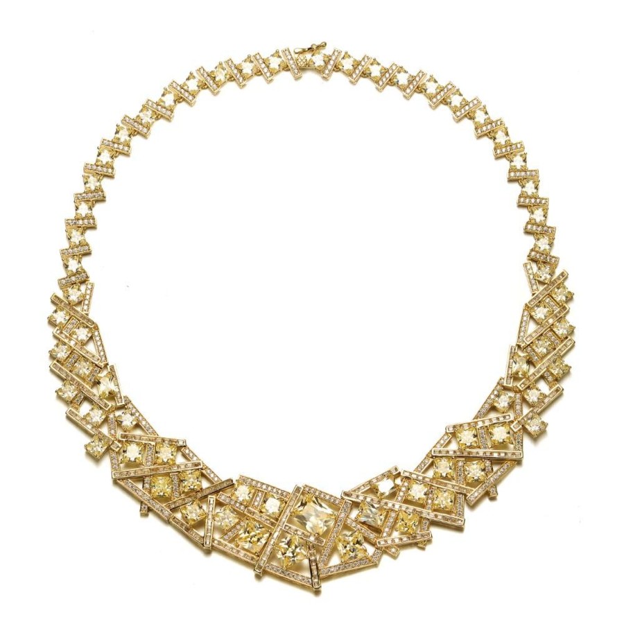 Accessories Penningtons | Rg 3D Geometric Cluster Basketweave Stack Graduated Eternity Formal Necklace - Penningtons