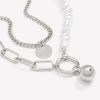 Accessories Penningtons | Two-Layer Short Necklace With Chain Links And Pearls