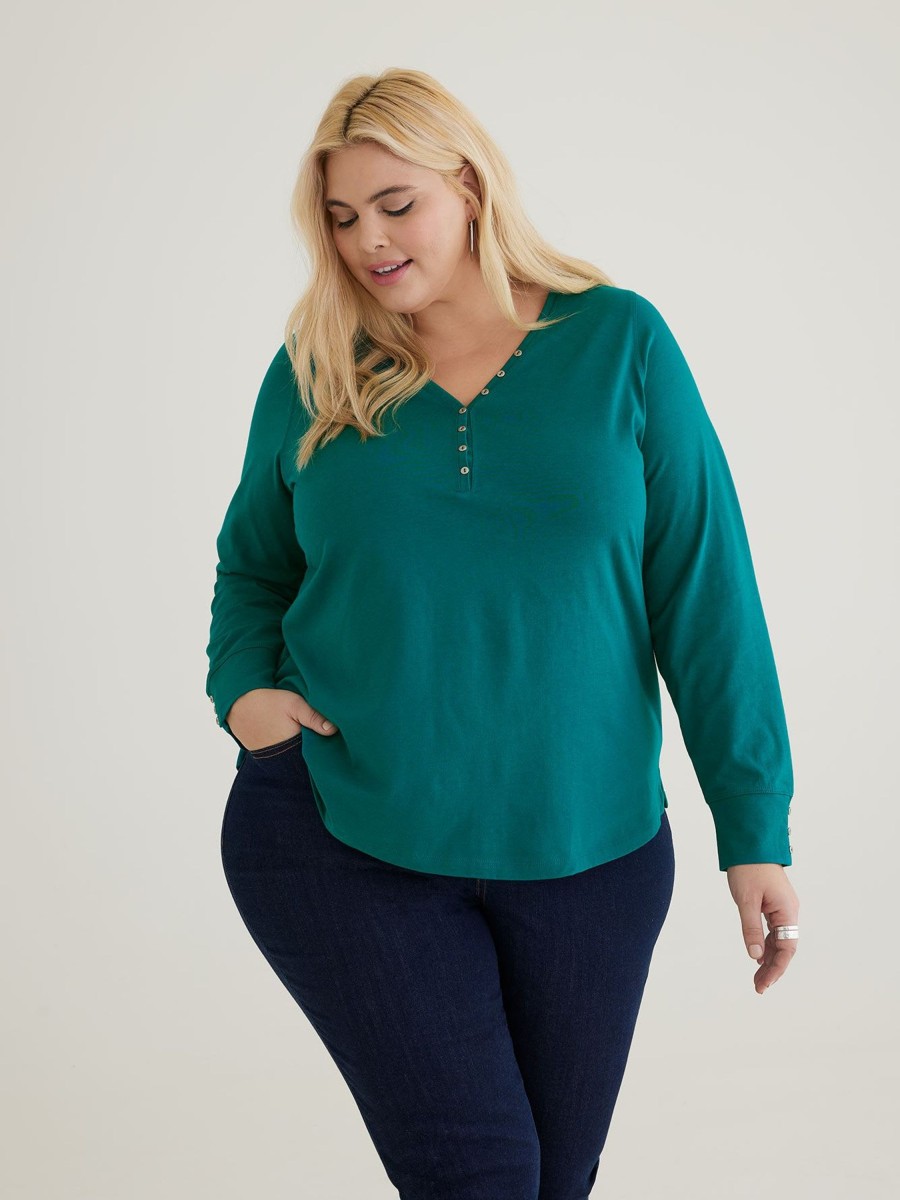 Clothing Penningtons | Long-Sleeve Henley Knit Top