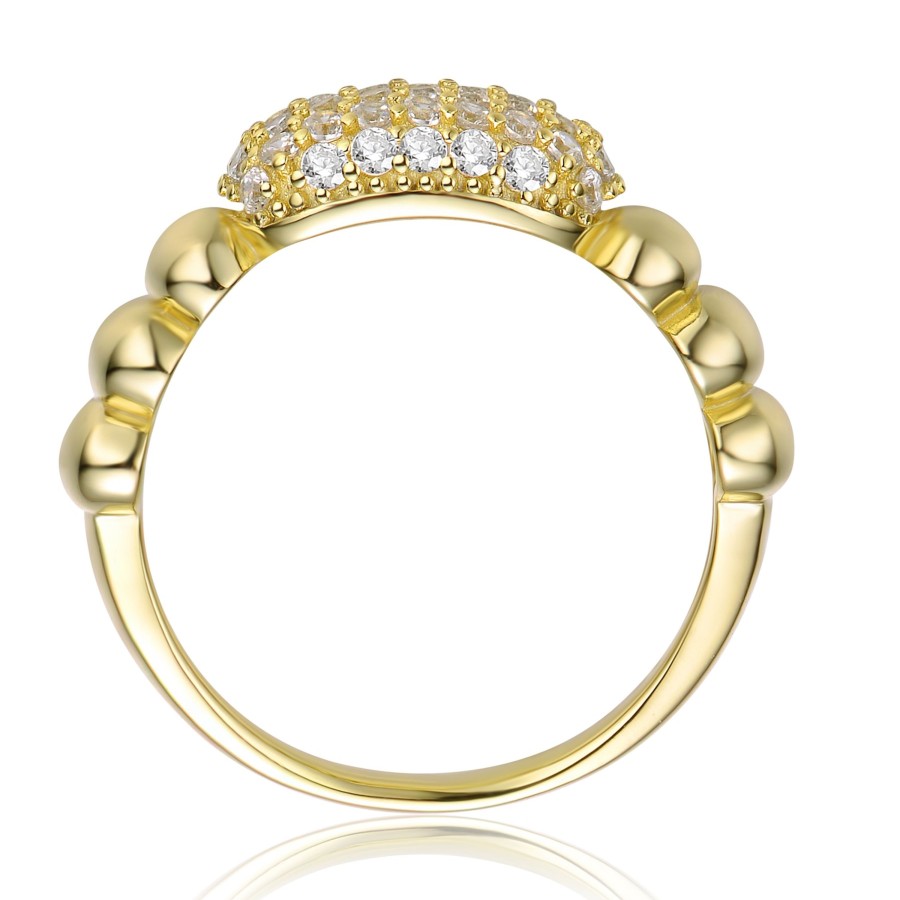 Accessories Penningtons | Gv Sterling Silver 14K Yellow Gold Plated With Cubic Zirconia Pave Scalloped Ring - Penningtons