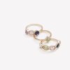 Accessories Penningtons | Assorted Golden Rings With Coloured Stones, Set Of 3