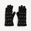 Accessories Penningtons | Black Knit Gloves With Cable Knit Overlay