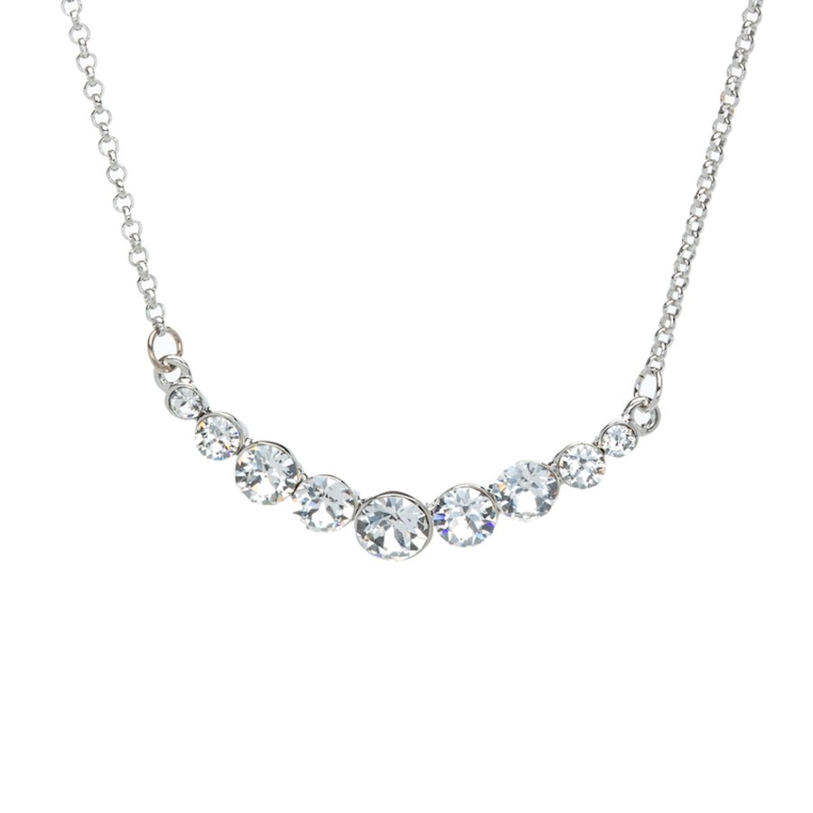 Accessories Penningtons | Rhodium Plated Graduated Crystal Dainty Bar Pendant Necklace - Callura - Penningtons