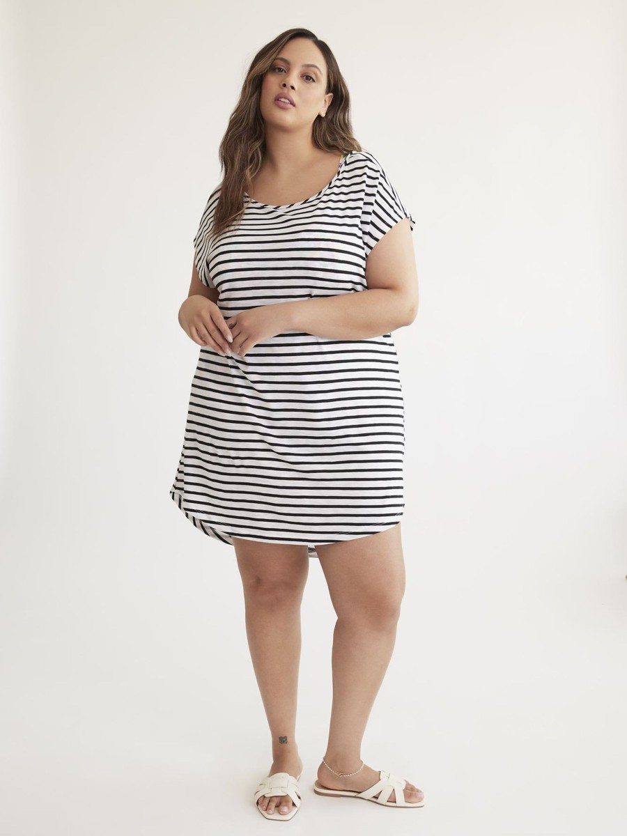 Clothing Penningtons | Striped Slub Jersey Swim Cover-Up Dress