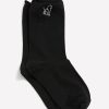 Accessories Penningtons | Black Crew Socks, Cat Placement Print