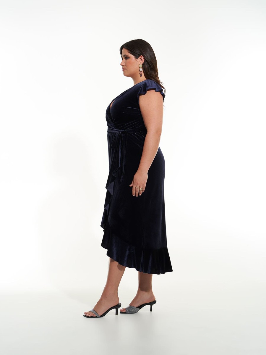 Clothing Penningtons | Wrap Velvet Maxi Dress With Tiered Hem - Addition Elle