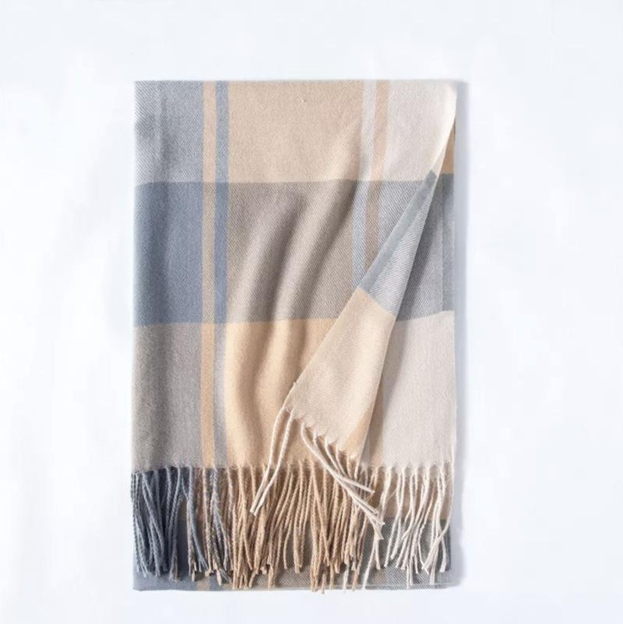 Accessories Penningtons | Cosy Plaid Winter Scarf In Beige Tones- Don'T Ask - Penningtons