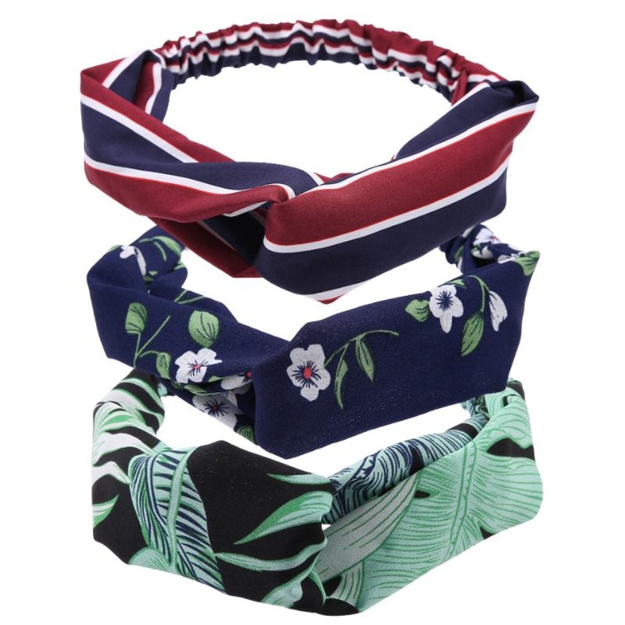 Accessories Penningtons | Set Of 3 - Navy & Dainty Floral Twisted Headband - Don'T Ask - Penningtons