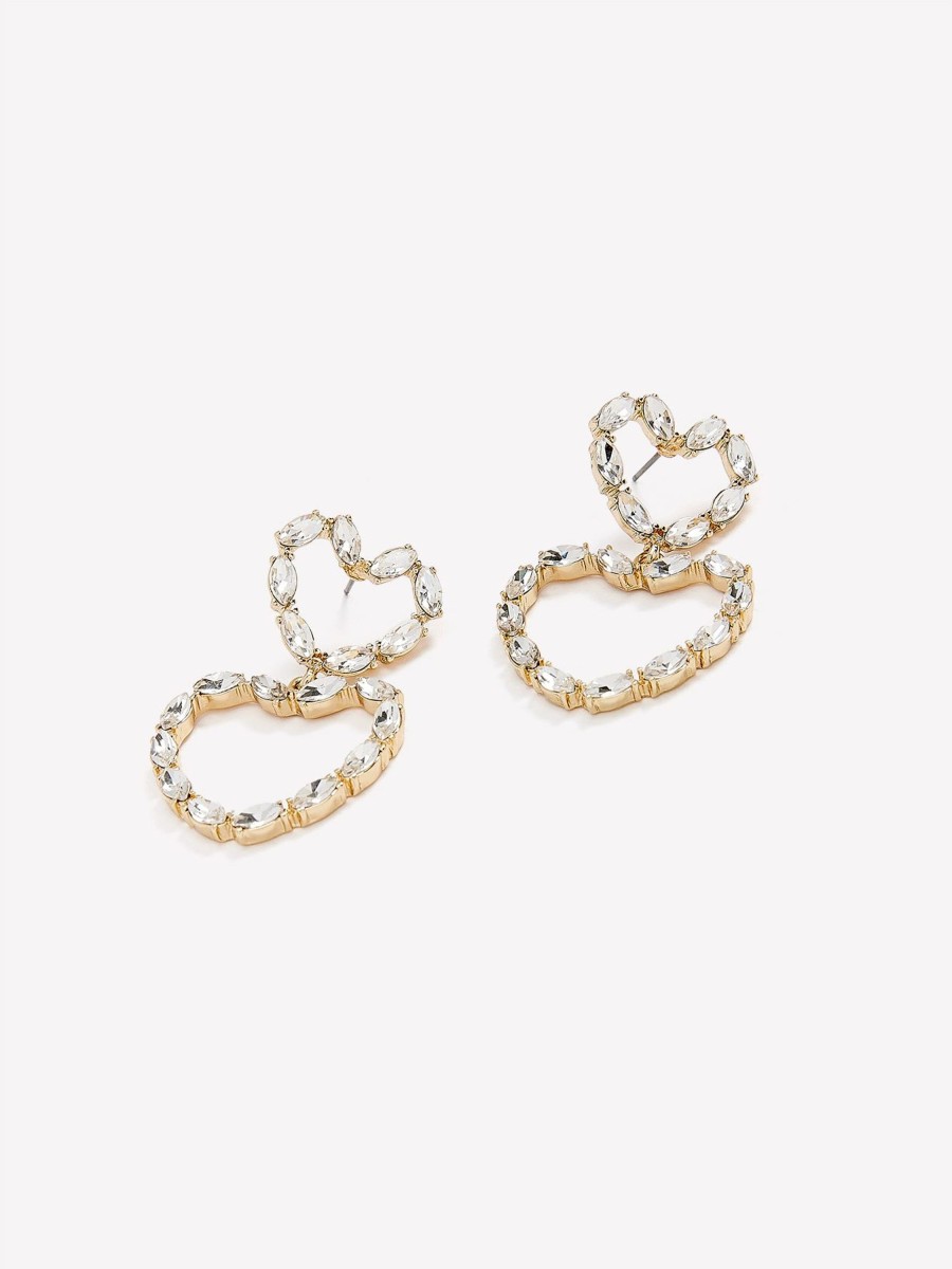 Accessories Penningtons | Double Stone Heart Drop Earrings