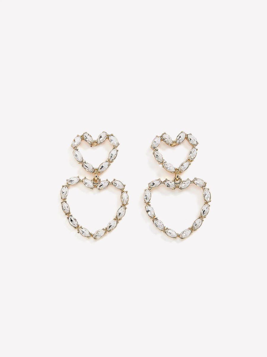 Accessories Penningtons | Double Stone Heart Drop Earrings