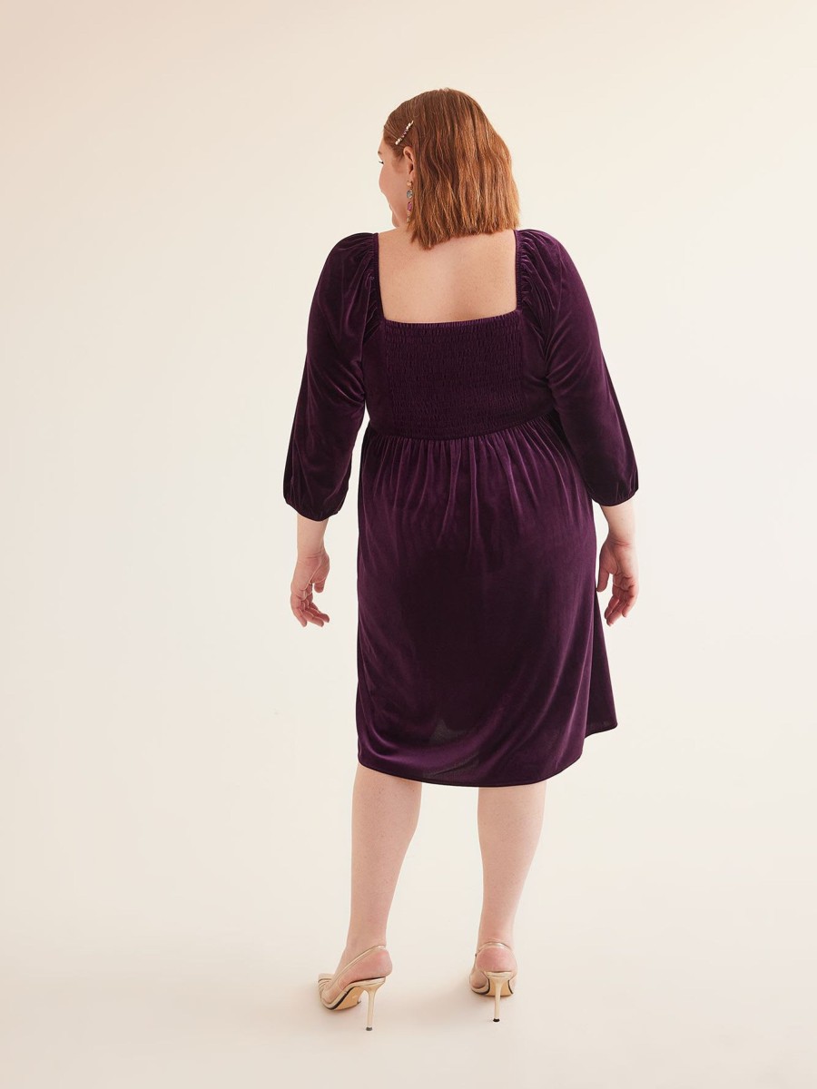 Clothing Penningtons | Velvet Crossover Pleated V-Neck Dress