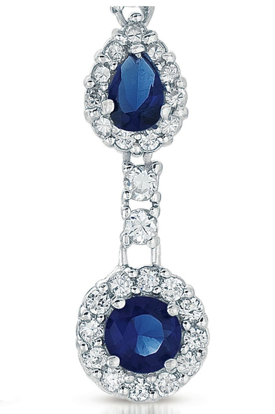 Accessories Penningtons | Sterling Silver With Clear And Blue Cubic Zirconia Linear Dangle Earrings - Penningtons