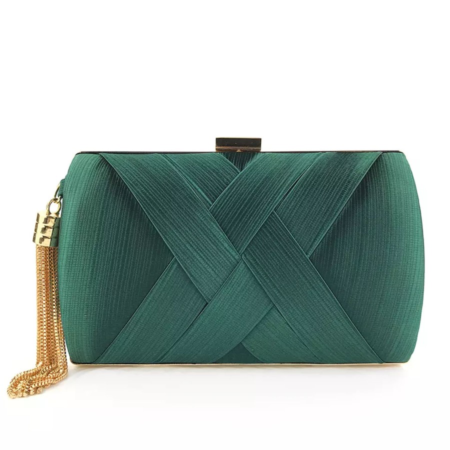 Accessories Penningtons | Goldtone Classic Crossover Clutch In Emerald - Don'T Ask - Penningtons