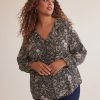 Clothing Penningtons | Responsible, Floral Ruffled V-Neck Buttoned Down Blouse