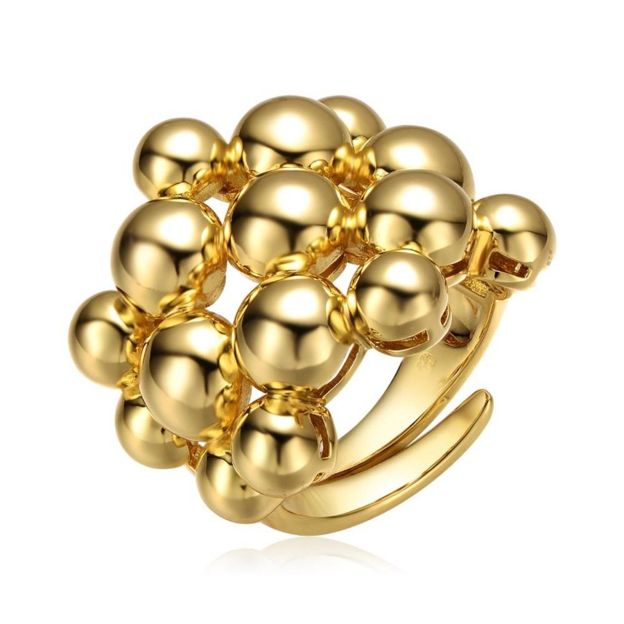 Accessories Penningtons | Rg 14K Yellow Gold Plated Bead Ball Cluster Bouquet Adjustable Statement Ring - Penningtons