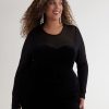 Clothing Penningtons | Black Mesh And Velvet Knit Top