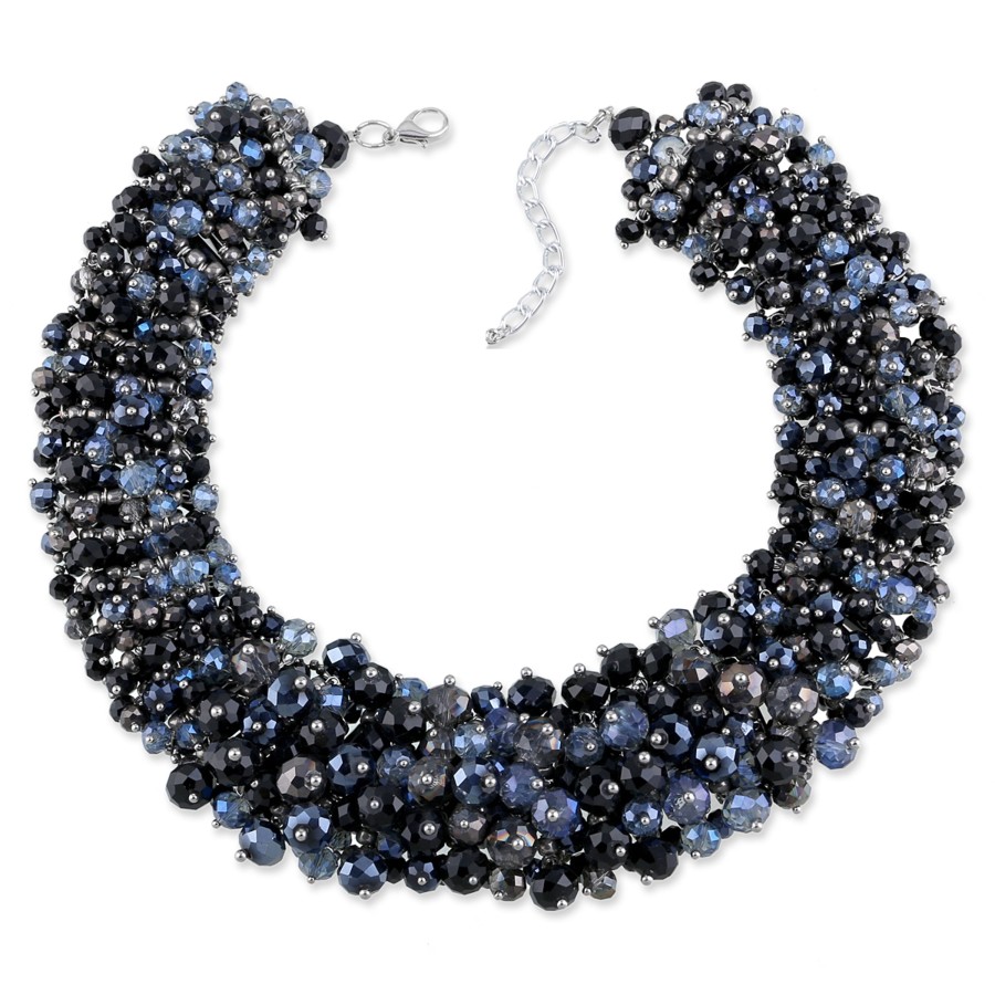 Accessories Penningtons | Navy & Black Beaded Clustered Statement Necklace - Don'T Ask - Penningtons