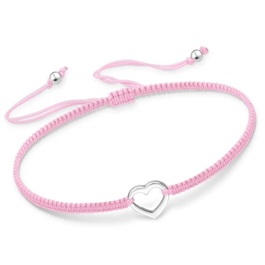 Accessories Penningtons | Light Pink Adjustable Bracelet With Sterling Silver Heart By Ag Sterling - Penningtons