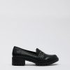 Shoes Penningtons | Extra Wide Width, Black Platform Loafer With Shiny Studs