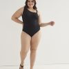 Clothing Penningtons | Black Asymmetrical One-Piece Swimwear With Mesh Insert