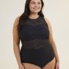 Clothing Penningtons | Black Pattern-Mesh Tankini Top