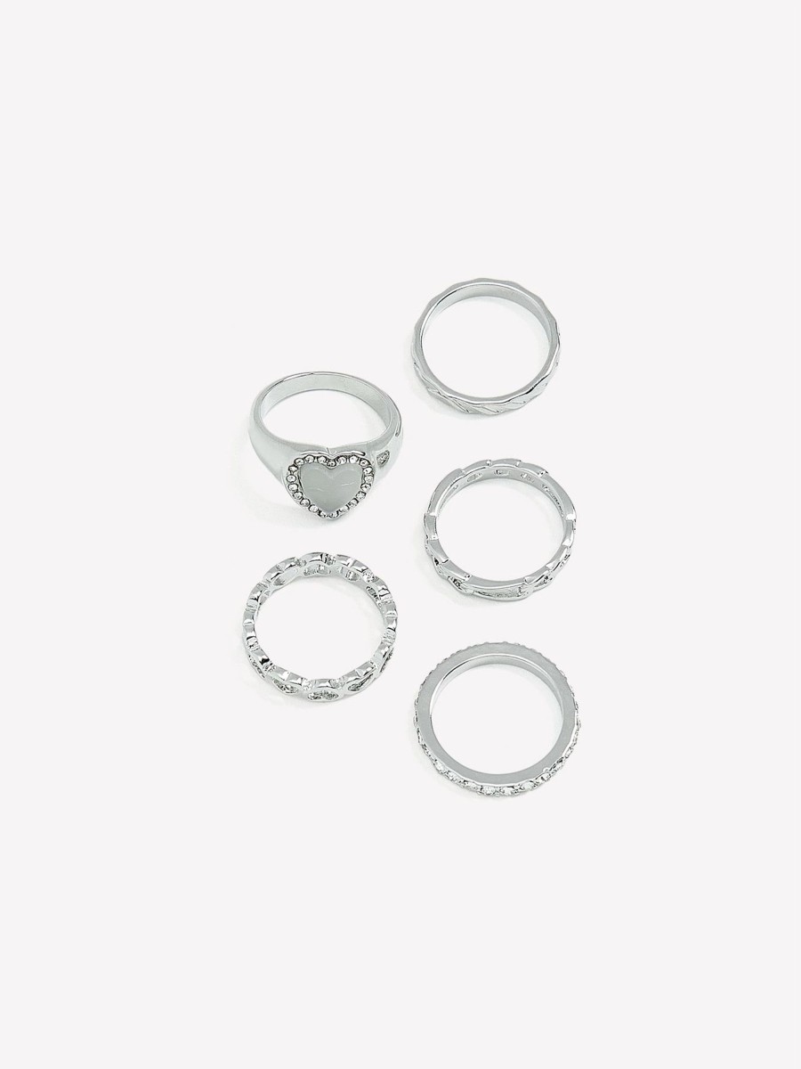 Accessories Penningtons | Rings With Hearts, Pack Of 5