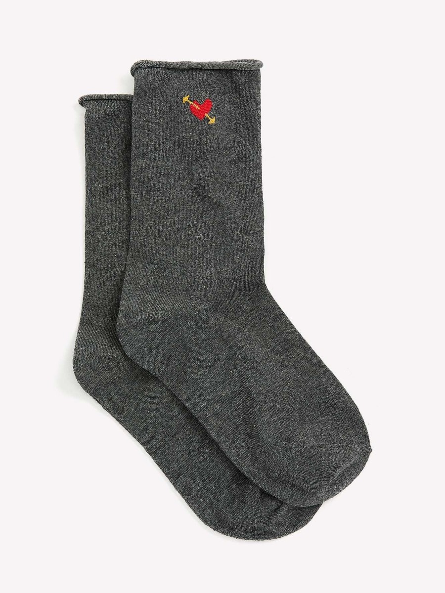 Accessories Penningtons | Jacquard Crew Socks With Heart Placement Print