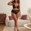 Addition Elle Penningtons | High-Cut Satin Brief With Golden Lace - D Esse Collection