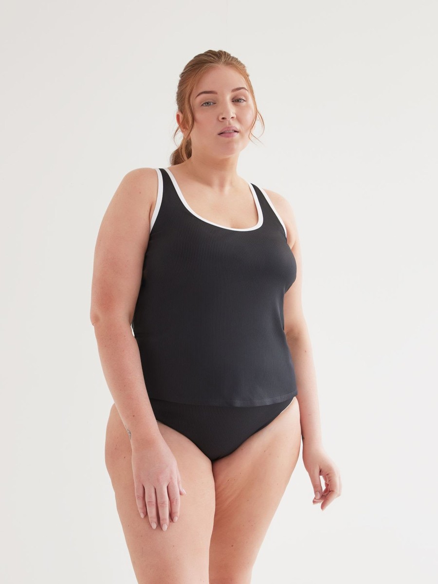 Clothing Penningtons | Black Ribbed Tankini - Active Zone