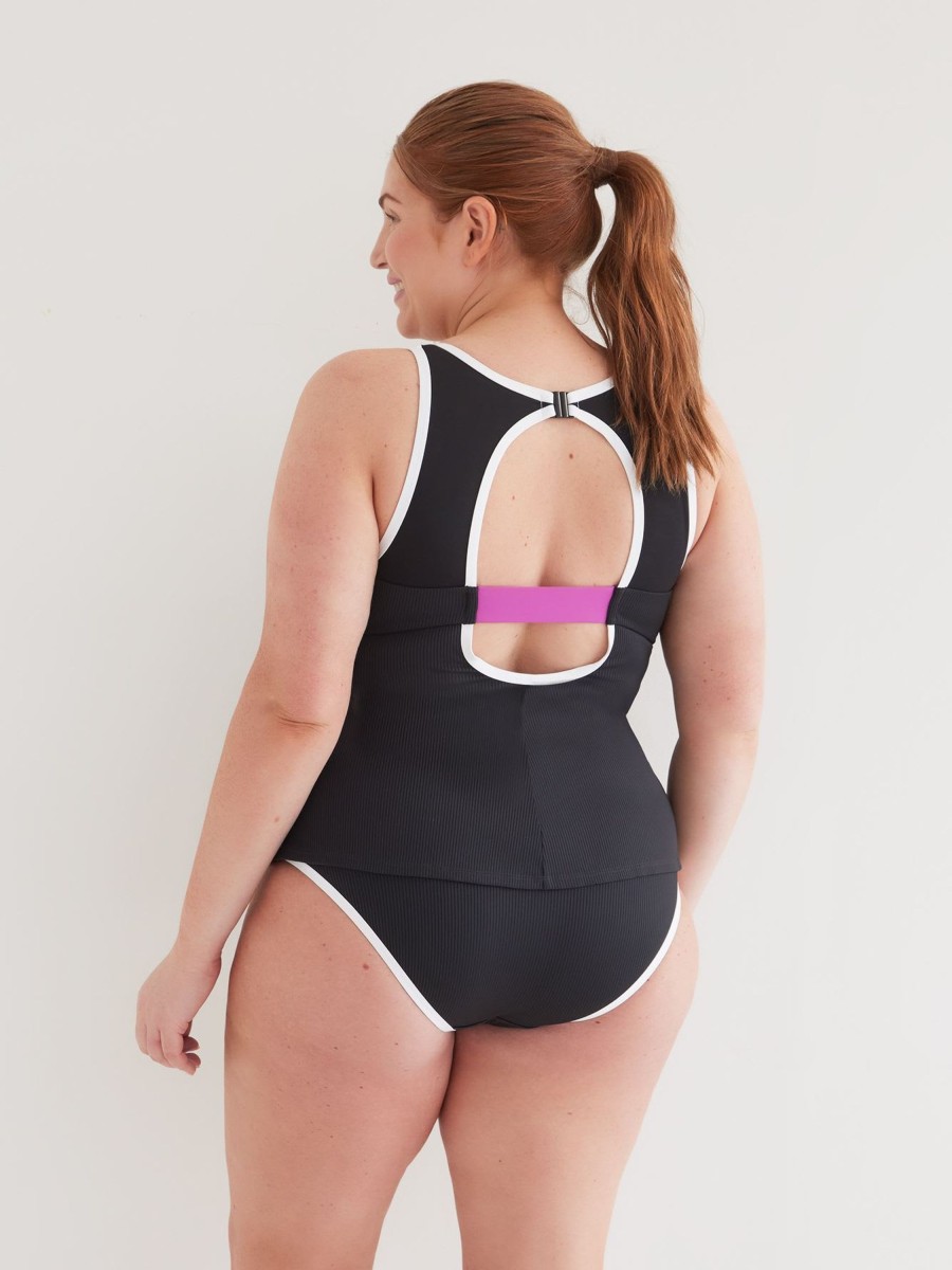 Clothing Penningtons | Black Ribbed Tankini - Active Zone