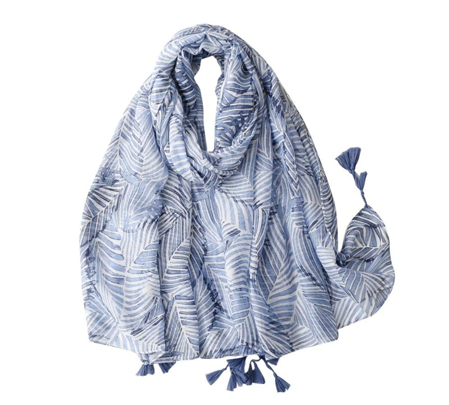 Accessories Penningtons | Muted Blue Multi Leaf Scarf - Don'T Ask - Penningtons