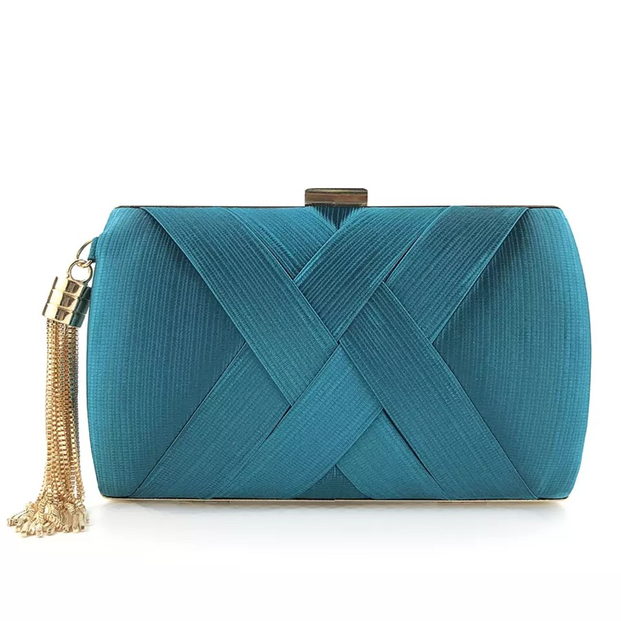 Accessories Penningtons | Goldtone Classic Crossover Clutch In Teal - Don'T Ask - Penningtons