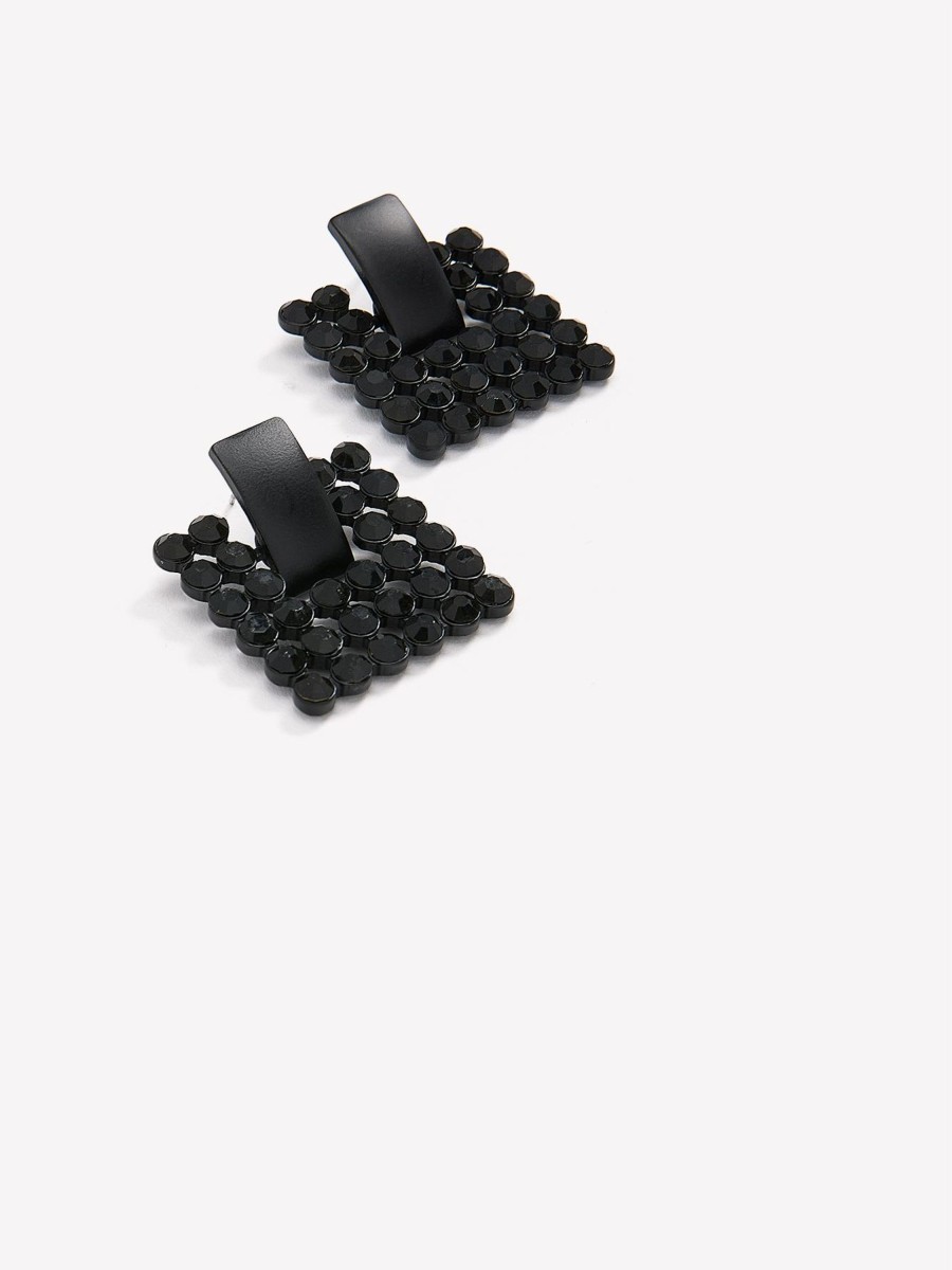 Accessories Penningtons | Black Fancy Square Earrings