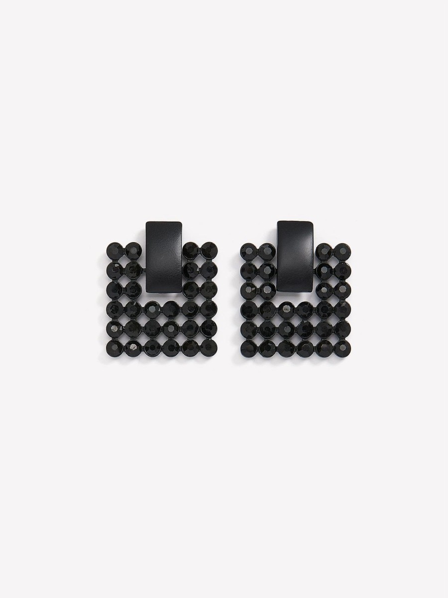 Accessories Penningtons | Black Fancy Square Earrings