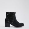 Shoes Penningtons | Extra Wide Width, Black Bootie With Side Lace-Up Detail