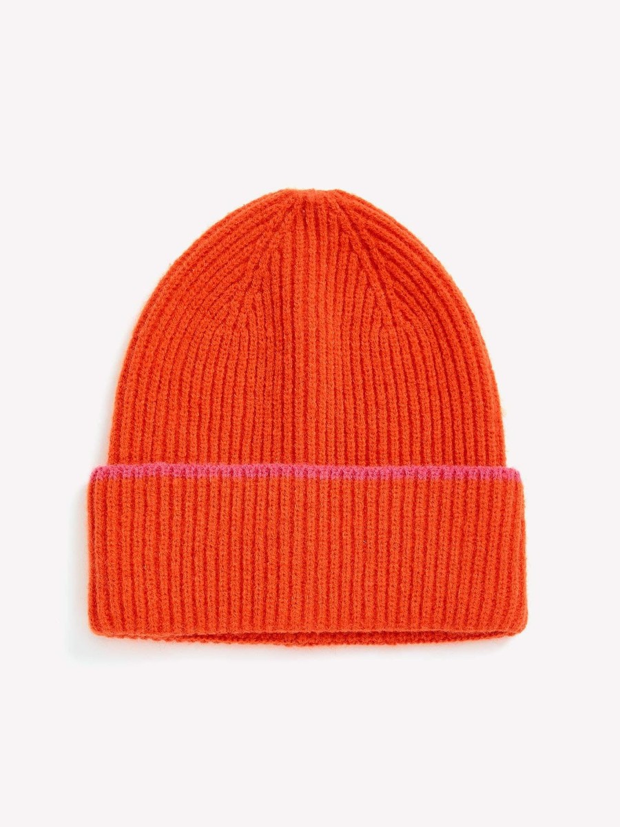 Accessories Penningtons | Orange Knit Cuff Beanie With Pink Tipping