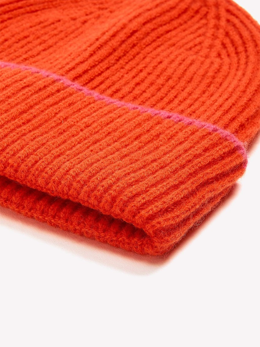 Accessories Penningtons | Orange Knit Cuff Beanie With Pink Tipping