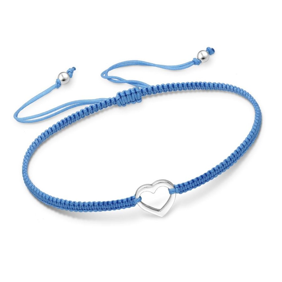 Accessories Penningtons | Blue Adjustable Bracelet With Sterling Silver Heart By Ag Sterling - Penningtons