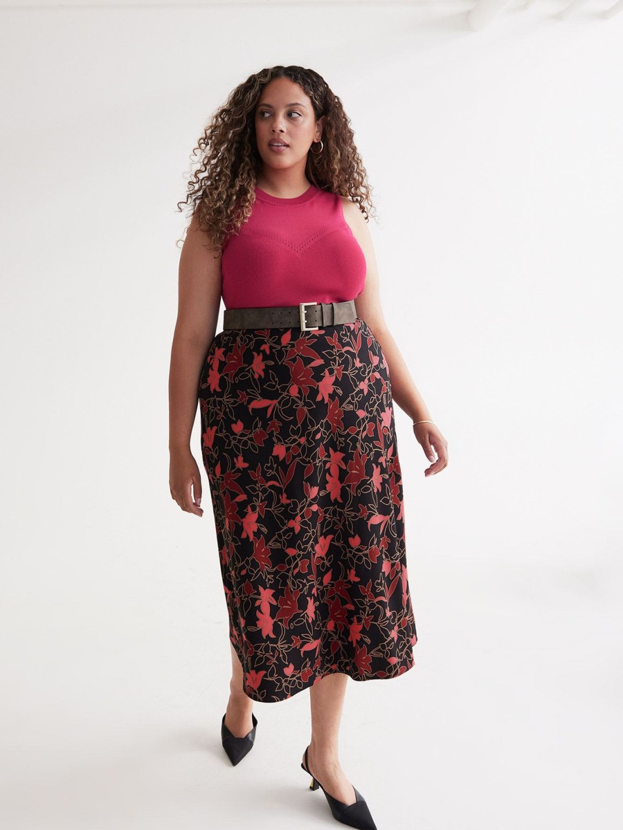 Clothing Penningtons | Floral Satin Maxi Slip Skirt