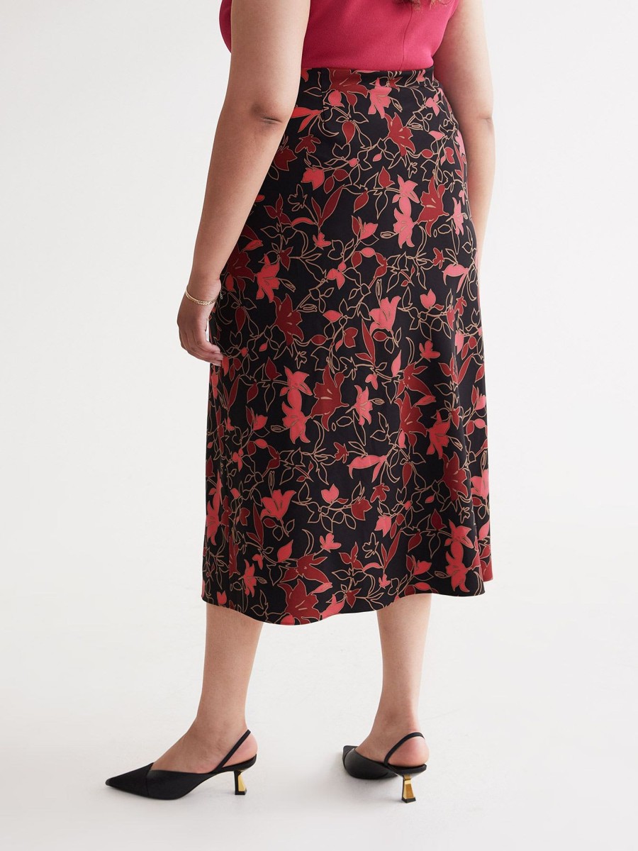 Clothing Penningtons | Floral Satin Maxi Slip Skirt