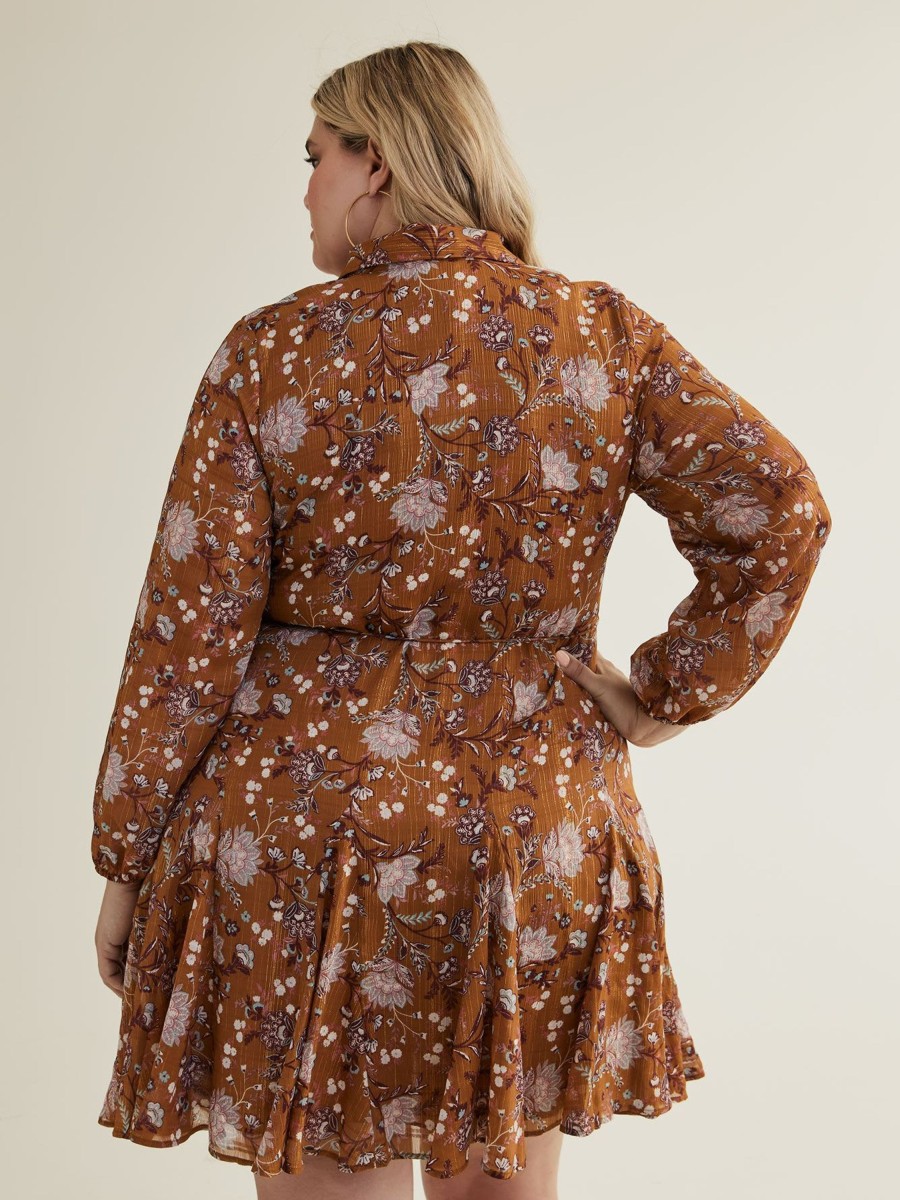 Clothing Penningtons | Floral Buttoned Down Shirt Dress With Flared Skirt